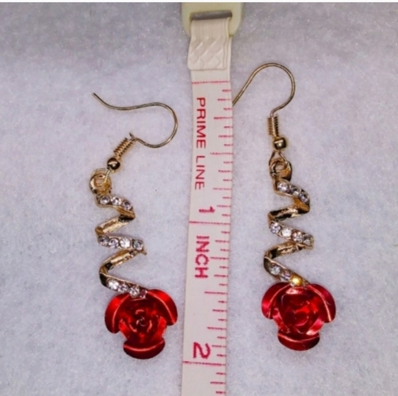 🎀Beautiful Rose Rhinestone Drop Earrings - Picture 3 of 5